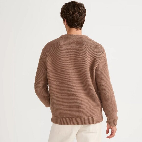 Lands' End Men's XL Warm Tawny Brown LS Vertical Stripe Cotton Blend Cardigan - Picture 3 of 16